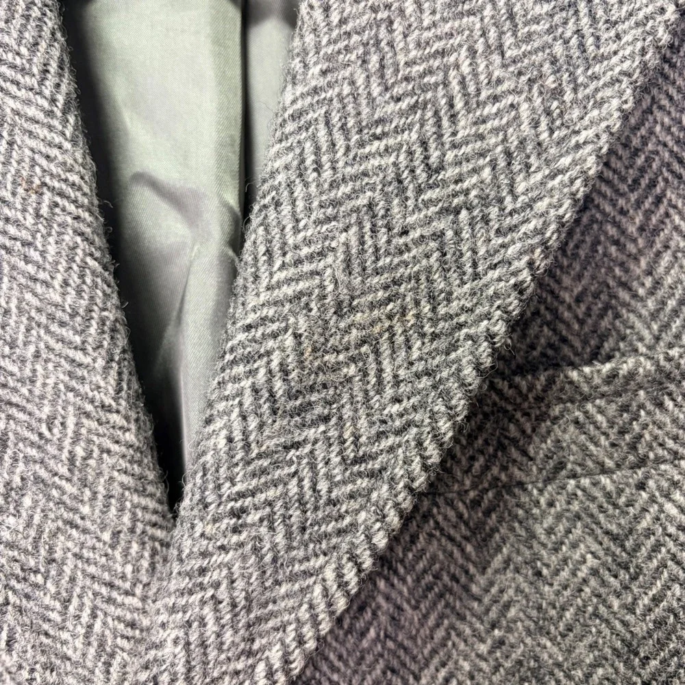 Harris Tweed Grey Herringbone Wool Sport Coat Blazer Young Mans Fancy Union Made